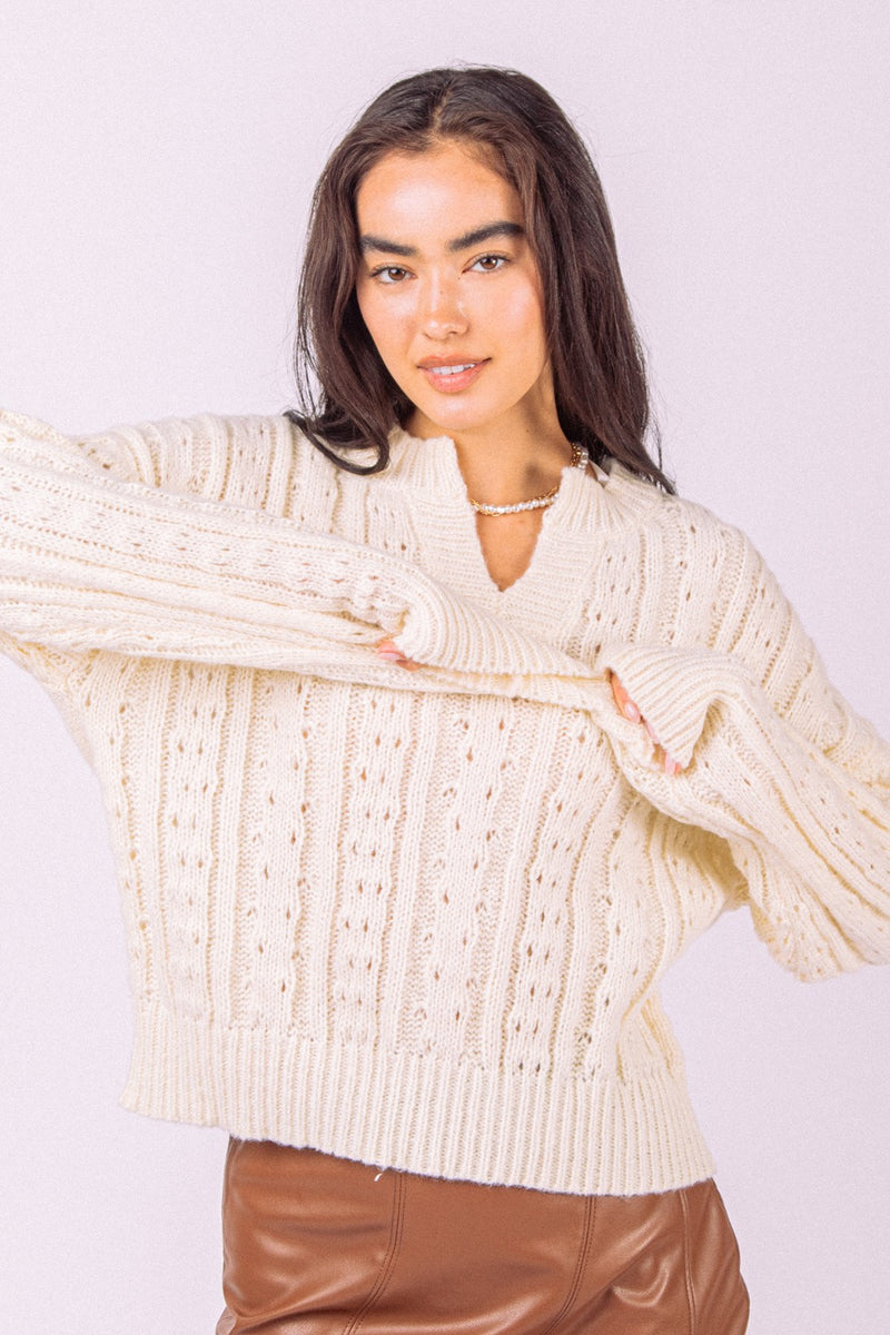 Cable Knit Cozy Knit Sweater Top