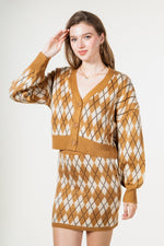 Argyle pattern sweater comfy cozy cardigan