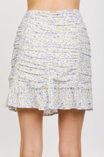 Ruched detail floral printed mini skirt