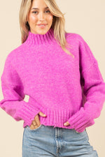 Mock Neck Solid Cozy Sweater Top