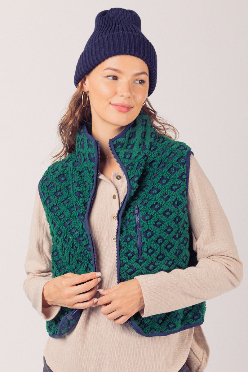 Printed Cute Casual Contrast Binidng Fleece Vest – Movint New York