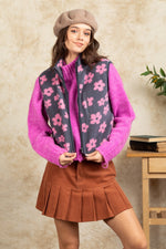 Printed Cute Casual Contrast Binidng Fleece Vest
