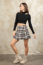 Fitted Cut-out Solid Ribbed Sweater Crop Top