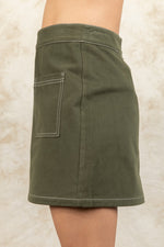 Contrast Color Stitch Straight Mini Skirt