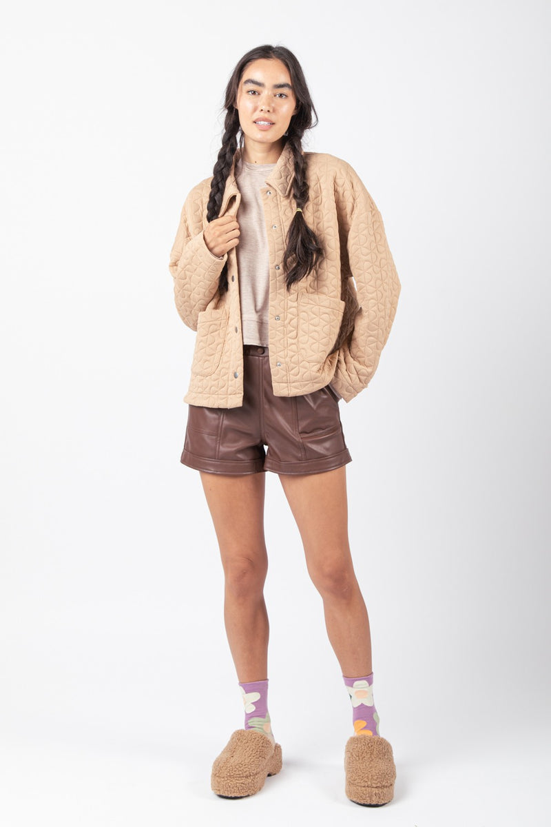 Quilted Solid Knit Oversized Casual Jacket