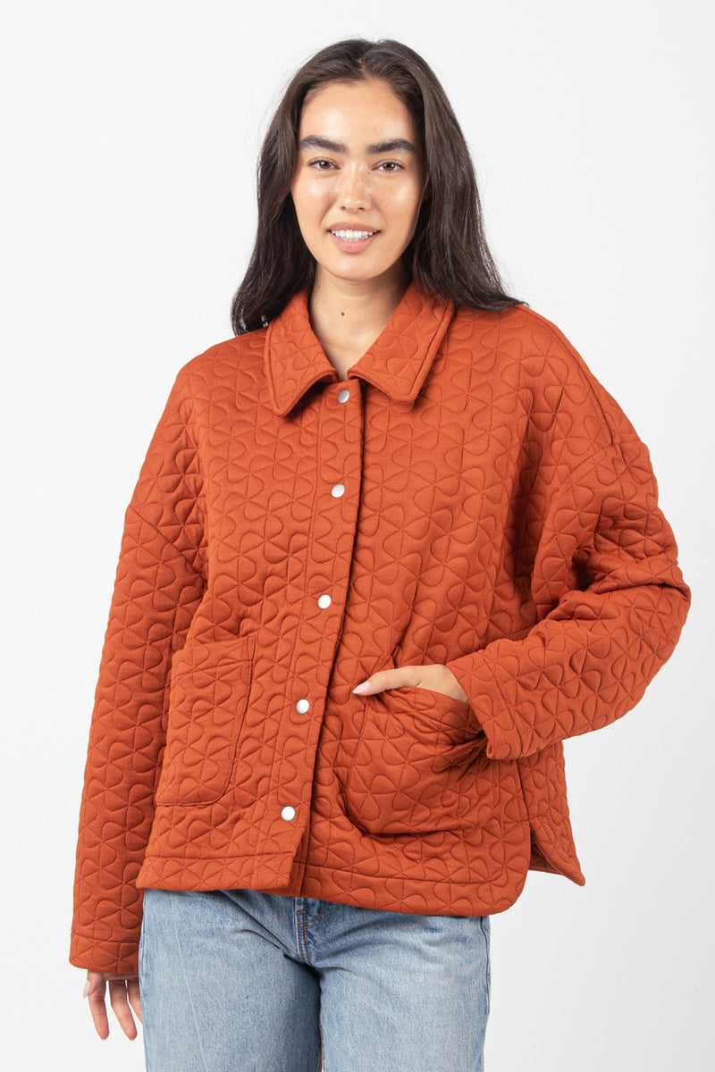 Quilted Solid Knit Oversized Casual Jacket