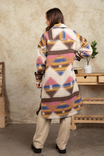 Aztec Printed Western Shacket Long Coat