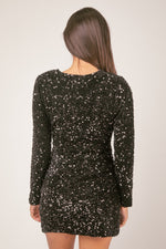 Sequin Glitter Holiday Party Wrap Mini Dress
