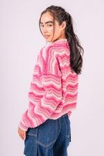 Multi-color Chevron Pattern Sweater Cardigan
