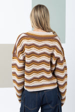 Multi-color Chevron Pattern Sweater Cardigan