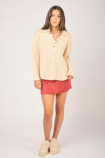 Fitted Wide Corduroy Straight Mini Skirt