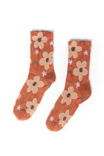 Floral Printed Texture Crew Socks