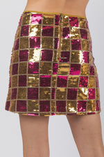 Multi Colors Sequin Fitted Holiday Mini Skirt