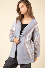 Aztec Geometric Pattern Knit Sweater Cardigan