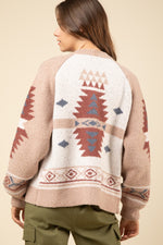 Aztec Graphic Raglan Sleeve Soft Casual Jacket