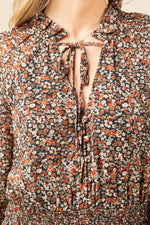Vintage Chiffon Floral Tiered Midi Dress