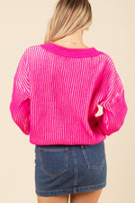 Oversized Vertical Stripe Tow Tone Sweater Top