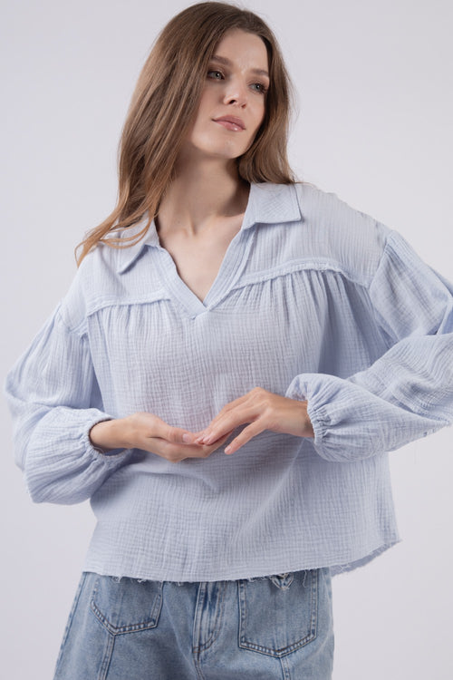Oversized Cotton Gauze Woven Shirt Top