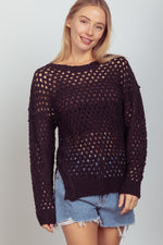 Oversized Tunic Hole Knit Sweater Top