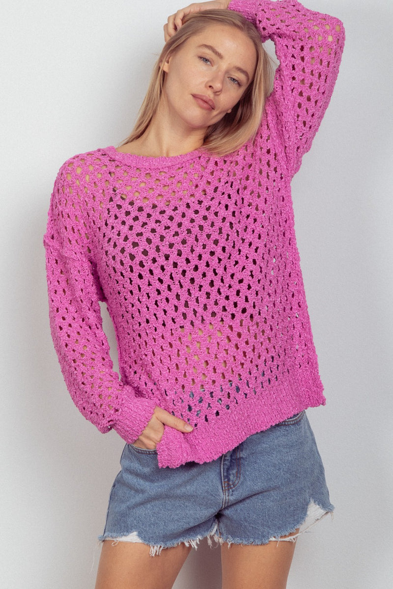 Oversized Tunic Hole Knit Sweater Top