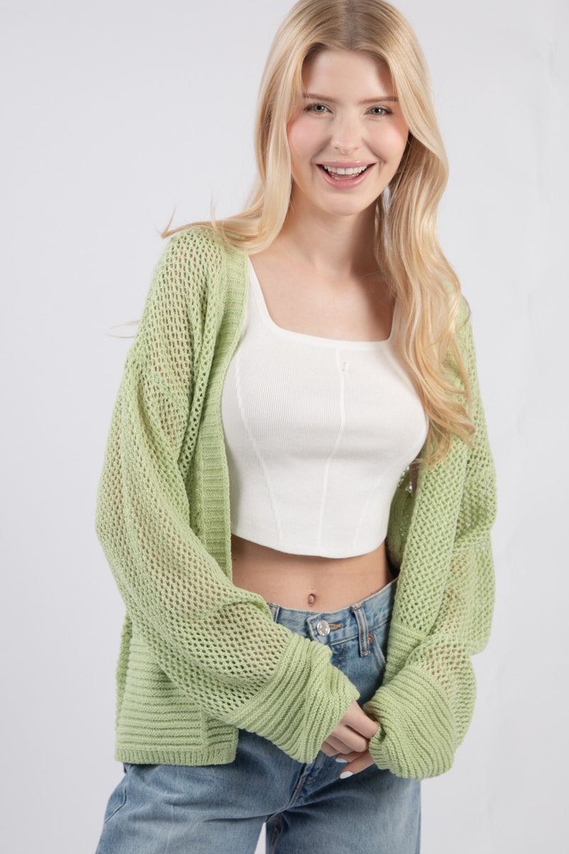 Oversized Long Sleeve Solid Knit Cardigan