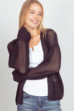 Oversized Long Sleeve Solid Knit Cardigan
