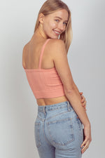 Cable Ribbed Fitted Crop Tank Top