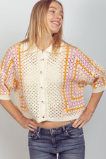Relaxed Fit Multi Color Crochet Knit Top