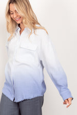 Oversized Cotton Gauze Ombre Washed Shirt Top