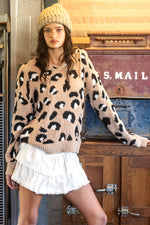 Leopard printed soft sweater