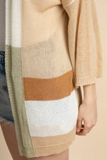 PLUS SIZE Color block tunic knit cardigan