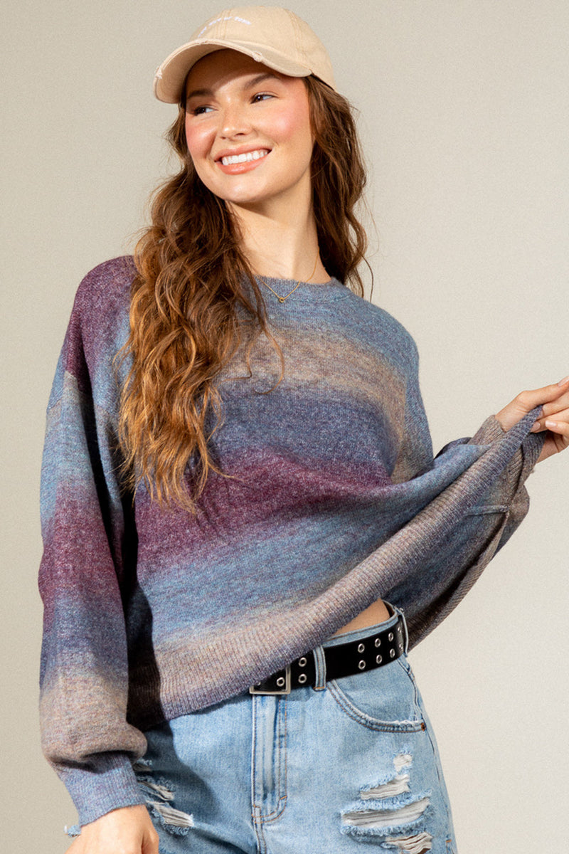 Multi-color cozy sweater top