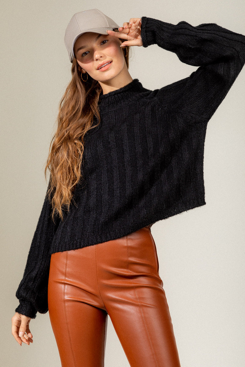 Cozy ribbed high neck sweater