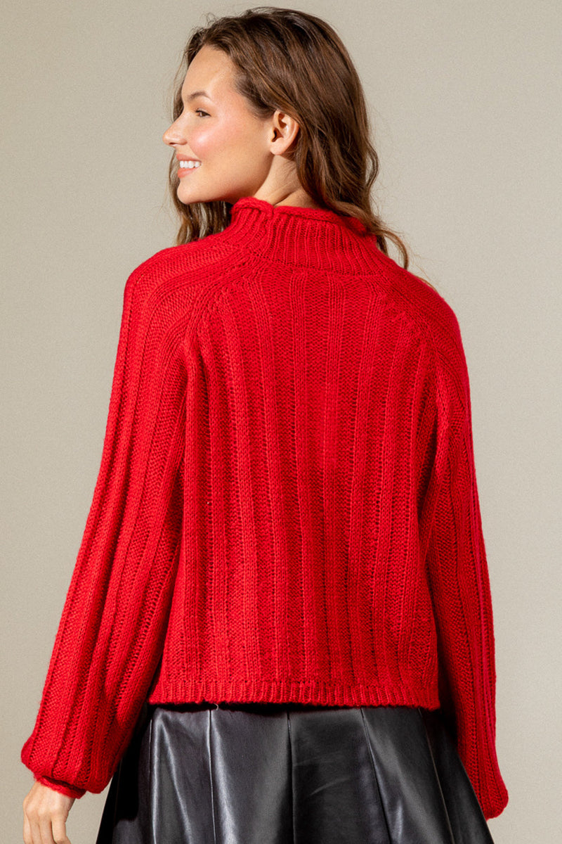 Cozy ribbed high neck sweater