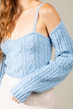 Cable knit bolero & sleeveless top set