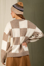 Check board color block sweater