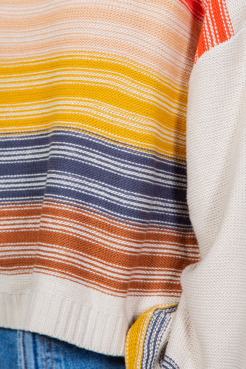 Multi color stripe knit sweater top