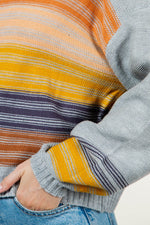 Multi color stripe knit sweater top