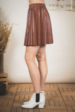 Faux leather pleated tennis mini skirt