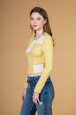 Color block knit ribbed top