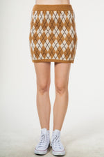 Ribbed argyle pattern comfy cozy sweater skirt