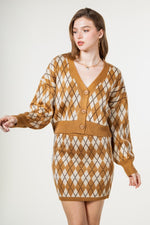 Argyle pattern sweater comfy cozy cardigan