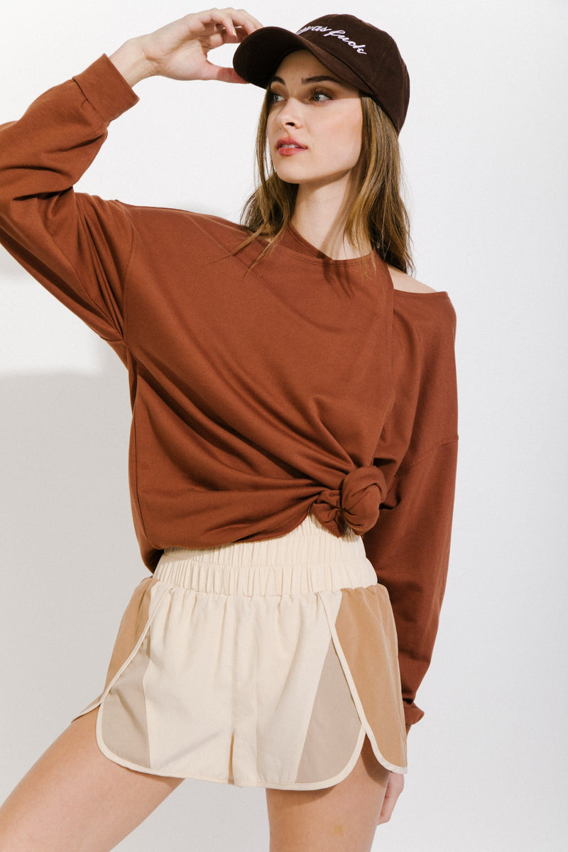 Oversized double layered cross pullover top