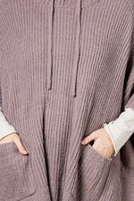 PLUS SIZE Ribbed poncho cozy sweater top