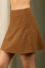 Corduroy flare solid mini skirt