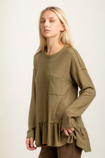 Solid soft waffle knit tunic top
