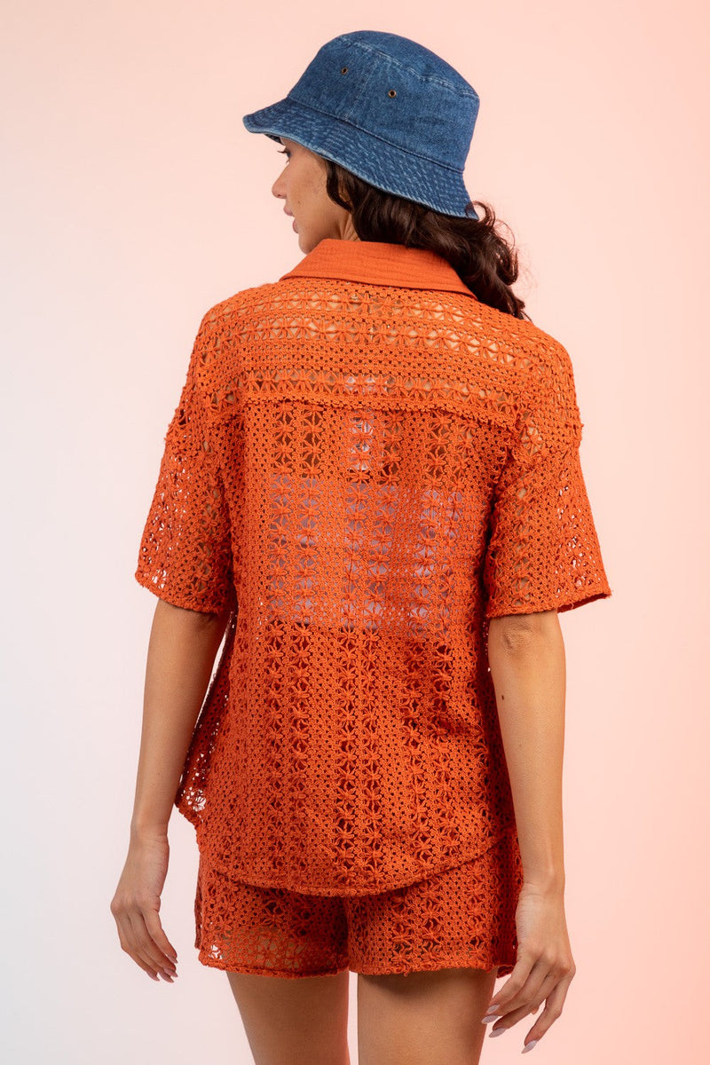 2-Piece Set: Crochet Short Sleeve Shorts – York & Movint New Shirt Mini