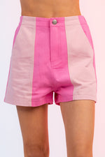Color Blocked Mini Shorts with Pockets