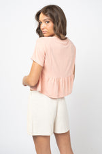 Trimed side shirring knit top