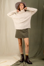 Corduroy flare solid mini skirt